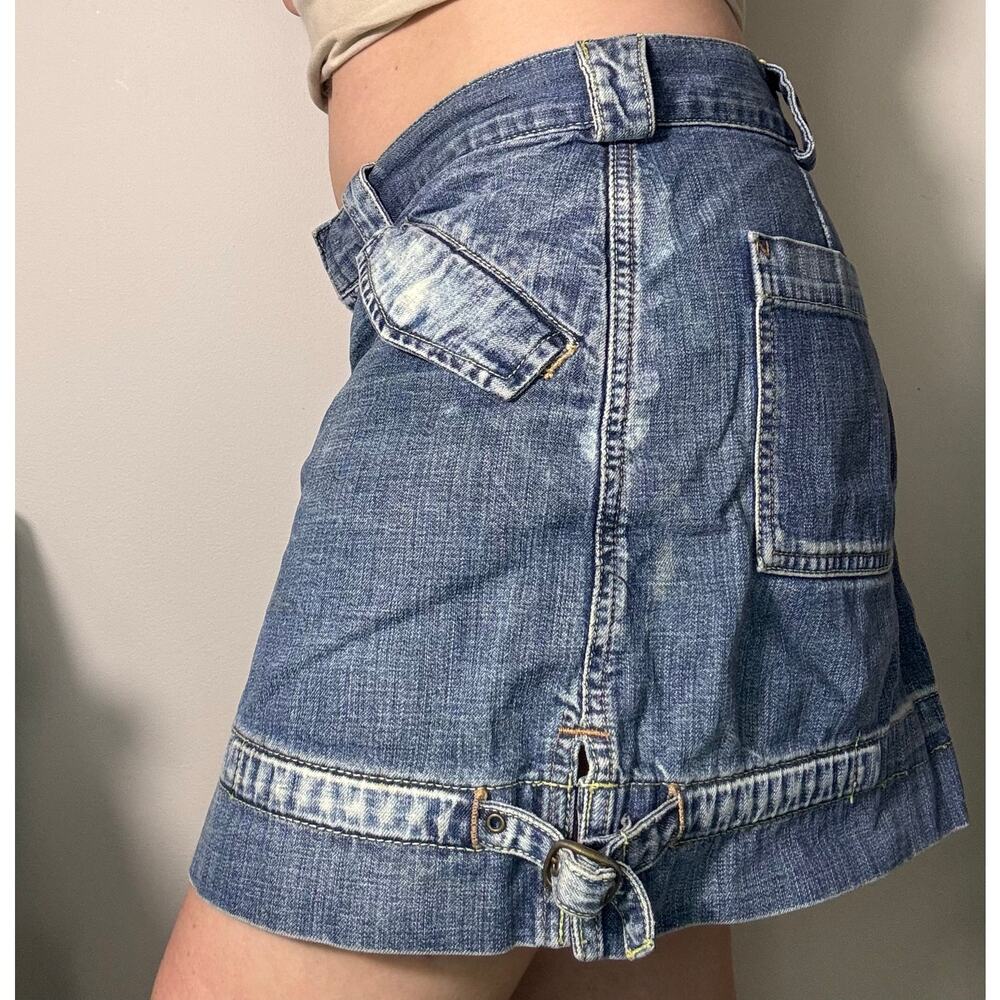 Vintage Y2K Express Mini Denim Cargo Jean Skirt Grunge Skater 8 - Picture 3 of 12